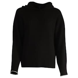 Theory-Theory Raw Hem Hooded Sweater in Black Wool-Black