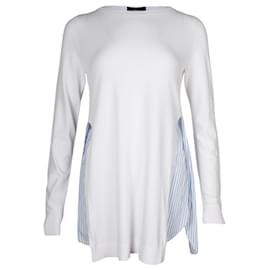 Max Mara-Max Mara Striped Side Sweater Top in White Polyester-White