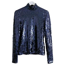 Dior Pre-Fall 2015 Sequin High Neck Top Navy blue