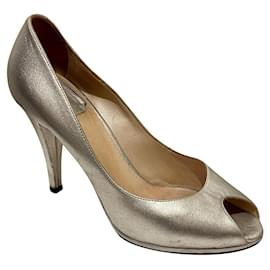Dior-Miss Dior silver peeptoe heels-Silvery