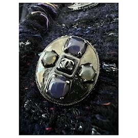 Chanel-8K$ Neue Jacke mit Juwelenknöpfen-Marineblau