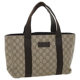 Gucci-GUCCI GG Canvas Hand Bag PVC Leather Beige 141976 auth 38817-Beige