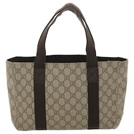 Gucci-GUCCI GG Canvas Hand Bag PVC Leather Beige 141976 auth 38817-Beige