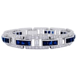 inconnue-Platinum bracelet, calibrated sapphires, diamants.-Other