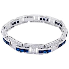 inconnue-Platinum bracelet, calibrated sapphires, diamants.-Other