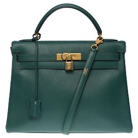 Hermès Hermes Kelly bag 32 in Green Leather - 100489 Green