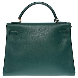 Hermès-Sac HERMES Kelly 32 en Cuir Vert - 100489-Vert