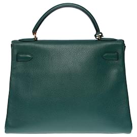 Hermès-Hermes Kelly bag 32 in Green Leather - 100489-Green