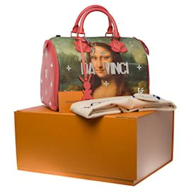 Louis Vuitton-Speedy handbag 30 Mona Lisa da vinci collection jeff koons-101145-Pink,Green