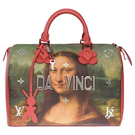 Louis Vuitton-Speedy handbag 30 Mona Lisa da vinci collection jeff koons-101145-Pink,Green