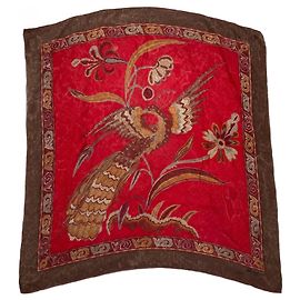 Sublime large square scarf Balenciaga Phénix Brown Red Golden Yellow