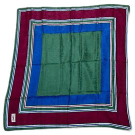 Splendida sciarpa Yves Saint Laurent Verde Bordò Bianco sporco Blu navy