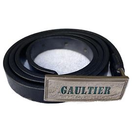 Belíssimo cinto Jean Paul Gaultier Preto Verde claro Hardware prateado