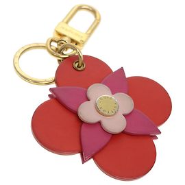 LOUIS VUITTON Illustritotem Flower Charm Leather Red M78615 LV Auth 38850 Red