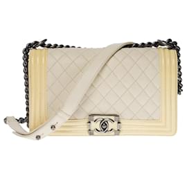 Chanel-CHANEL Boy Bag in Beige Leather - 101150-Beige