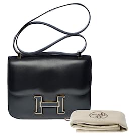 Hermès-HERMES Constance Tasche aus schwarzem Leder - 101146-Schwarz