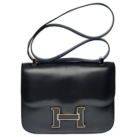 Hermès-Sac HERMES Constance en Cuir Noir - 101146-Noir