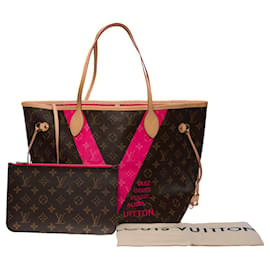 Louis Vuitton-cabas neverfull mm v "saint-tropez" en toile marron-101141-Marron