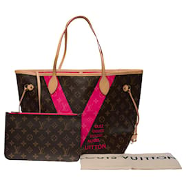 Louis Vuitton-neverfull mm v "saint-tropez" tote bag in brown canvas101141-Brown