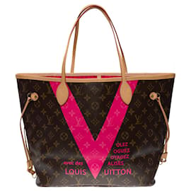 Louis Vuitton-cabas neverfull mm v "saint-tropez" en toile marron-101141-Marron