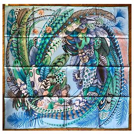 Hermès Party Feathers Blue Green