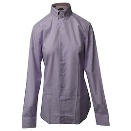 Camicia Tom Ford a maniche lunghe con bottoni a righe in cotone viola Altro