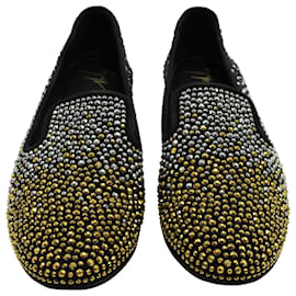 Giuseppe Zanotti-Giuseppe Zanotti Crystal Embellishments Loafers in Black Leather-Black