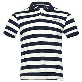 Polo Balmain Rayé en Coton Bleu et Blanc Bleu