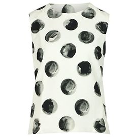Dolce & Gabbana Blusa sem mangas com estampa de bolinhas pintadas em algodão branco Branco