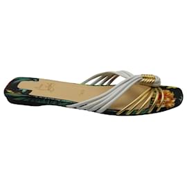 Christian Louboutin-Christian Louboutin O Novt Knotted Tropical Print Flat Sandal in Multicolor Leather-Multiple colors