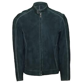 Armani-Armani Collezioni Biker Jacket in Green Lambskin Leather-Green