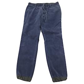 Sacai-Pantalon en velours côtelé Sacai en coton bleu marine-Bleu,Bleu Marine