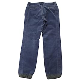 Sacai-Sacai Corduroy Pants in Navy Blue Cotton-Blue,Navy blue