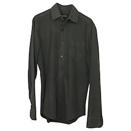 Tom Ford-Tom Ford Slim-Fit-Hemd aus grüner Khaki-Baumwolle-Grün,Khaki