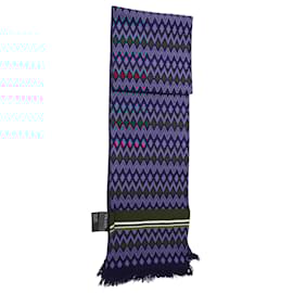 Prada-Prada Chevron Jacquard Scarf and Hat Set in Multicolor Wool-Multiple colors