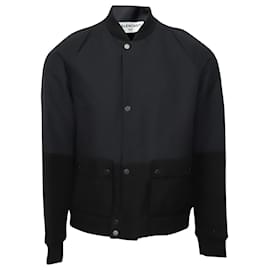 Balenciaga-Balenciaga Two-Tone Bomber Jacket in Black Nylon-Black