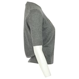 Dolce & Gabbana-Dolce & Gabbana Camisa tipo suéter con bordado de llaves en cachemir gris-Gris
