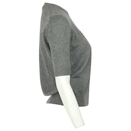 Dolce & Gabbana-Dolce & Gabbana Key Embroidered Sweater Shirt in Grey Cashmere-Grey