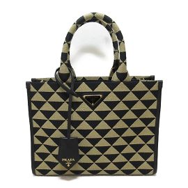 Prada Bolsa Symbole Triangolo Jacquard 1BA354 Preto
