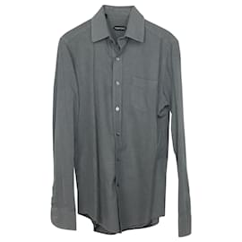 Tom Ford-Camicia Tom Ford Regular Fit in cotone grigio-Grigio