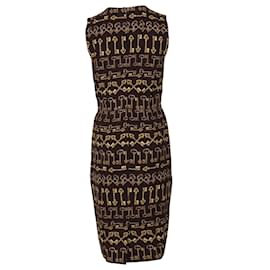 Dolce & Gabbana-Dolce & Gabbana Key Print Sheath Dress in Brown Viscose-Brown