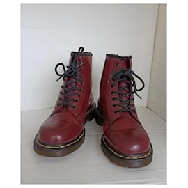 Dr. Martens-Dr Martens amphibious ankle boots-Dark red
