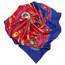 Hermès Bufanda de seda azul Hermes Qu Importe Le Flacon Azul