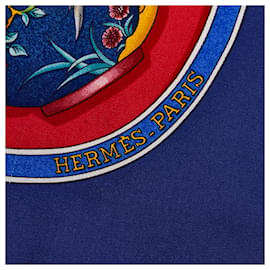 Hermès-Bufanda de seda azul Hermes Qu Importe Le Flacon-Azul