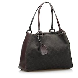 Gucci-Gucci Brown GG Canvas Tote-Brown,Dark brown