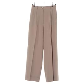 Hermès-Hermes Pleated Thin Wool pantalones pantalones FR36-Beige