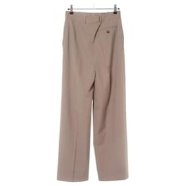 Hermès-Hermes Pleated Thin Wool pants trousers FR36-Beige