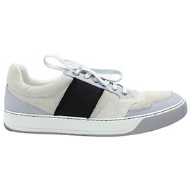 Lanvin Low-Top Sneakers in Grey Suede Grey