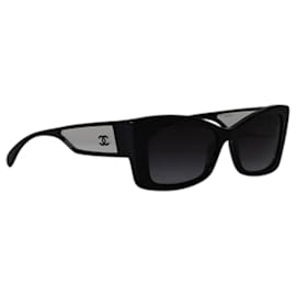 Chanel-Chanel 5430 Gradient Rectangular Sunglasses in Black Acetate -Black