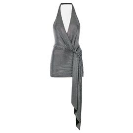 Autre Marque Robe mini Alexander Vauthier grise en viscose cristaux Swarovski Gris